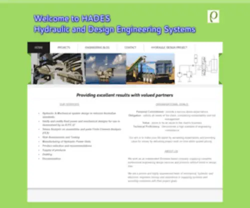 Hadesystems.net( Welcome to HADES        Hydraulic and Design Engineering Systems) Screenshot