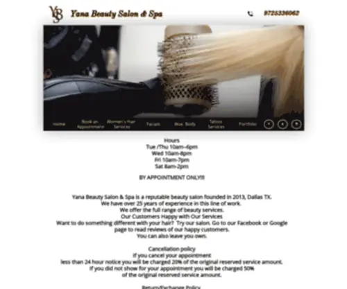 Hairsalonyana.com(Yana Beauty Salon & Spa) Screenshot