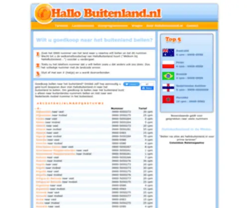 Hallobuitenland.nl(Zo eenvoudig belt u goedkoop naar het buitenland) Screenshot