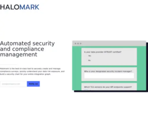 Halomark.com(Smart vendor security assessments to protect PII) Screenshot