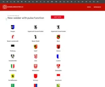Handelsregister.ch(Verzeichnis der Schweizer Handelsregisterämter) Screenshot