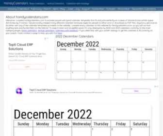 Handycalendars.com(Printable 2023 and 2024 Calendar Templates) Screenshot