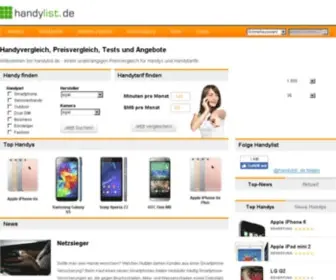 Handylist.de(Handy Preisvergleich für Handys mit und ohne Vertrag) Screenshot
