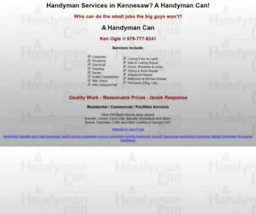 Handymankennesaw.com(A Handyman Can) Screenshot