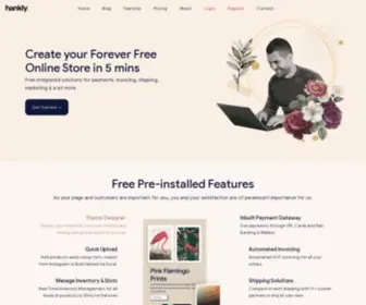 Hankly.com(Create your eCommerce store for free with Hankly) Screenshot
