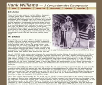 Hankwilliamsdiscography.com(Hank Williams Discography) Screenshot