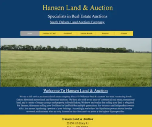 Hansenauction.com(Hansen Land & Auction) Screenshot