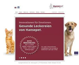 Hansepet.com(Premium Snacks für Hunde und Katzen) Screenshot