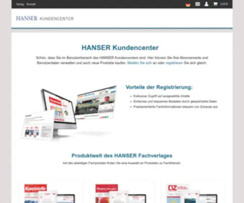 Hanser-Kundencenter.de(Hanser Kundencenter) Screenshot