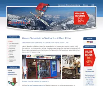 Hansis-Skiverleih.at(Hansis Skiverleih in Saalbach) Screenshot