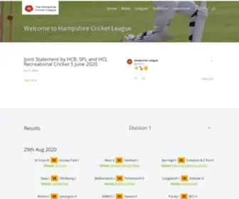 Hantscl.co.uk(Hampshire cricket league) Screenshot