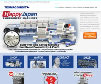 Happyemb.com(Homepage for Happy Embroidery Machines and SOLO Direct to Garment Printer) Screenshot