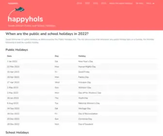 Happyhols.co.za(South African public and school holiday information and travel spot blog) Screenshot