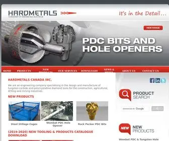 Hardmetals.ca(Hardmetals Canada Inc design and manufacture of tungsten carbide and polycrystalline diamond tools for the construction) Screenshot