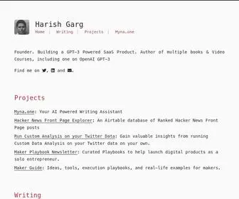 Harishgarg.com(Musings about building products with AI capabilities) Screenshot