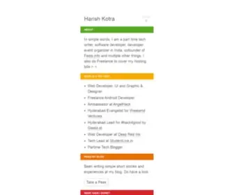 Harishkotra.me(I am an independent developer with skills in Android and Web for over 2 years now) Screenshot