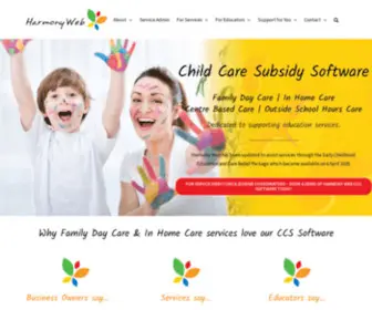 Harmonykids.com.au(Harmony Web CCS child care software management solution) Screenshot