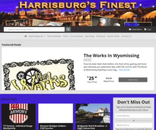 Harrisburgsfinest.com(Serving up to 50% savings on your favorite local restaurants) Screenshot