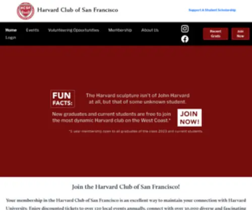 Harvardclubsf.org(We invite you to join one of the most dynamic and diverse alumni organizations in the world) Screenshot