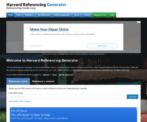 Harvardgenerator.com(Harvard Referencing Generator) Screenshot