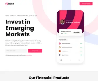 Hashvest.com(Invest in Emerging Markets) Screenshot