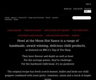 Hatmhotsauce.com(Howl at the Moon Hot Sauce) Screenshot