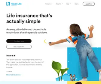 Havenlife.com(Life Insurance That's Actually Simple) Screenshot