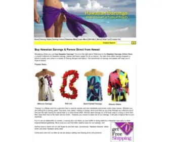 Hawaiiansarong.com(Buy Hawaiian Sarongs & Pareos Direct from Hawaii) Screenshot