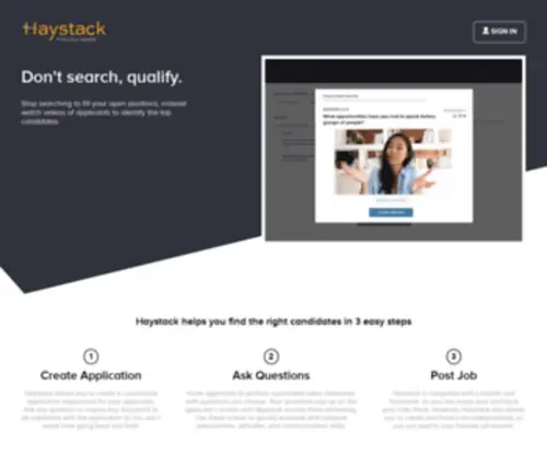 Haystackpro.com(Video Interview & Candidate Management System) Screenshot