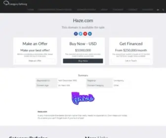 Haze.com(Premium category defining domain names for sale) Screenshot