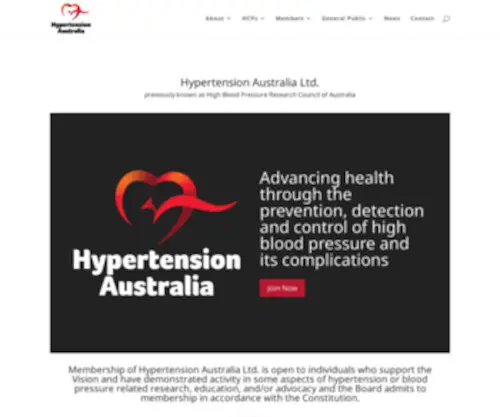 HBPrca.com.au(Hypertension Australia) Screenshot