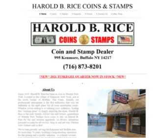 HBrcoins.com(Harold Rice Coins and Stamps) Screenshot