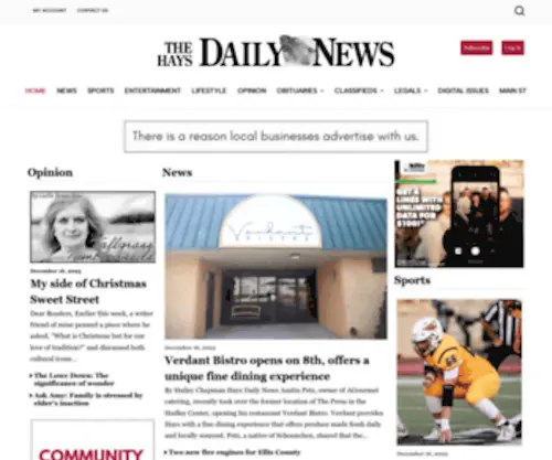 Hdnews.net(An online service of the Hays Daily News) Screenshot