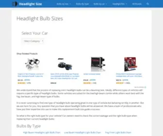 Headlightsize.com(Motor Vehicle Light Bulb Sizes) Screenshot