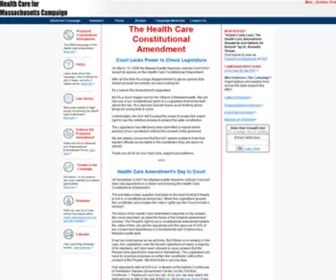 Healthcareformass.org(Affordable Health Insurance for Massachusetts Health Care Amendment) Screenshot