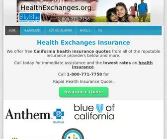 Healthexchanges.org(Covered CA Health Exchanges Insurance Enrollment) Screenshot