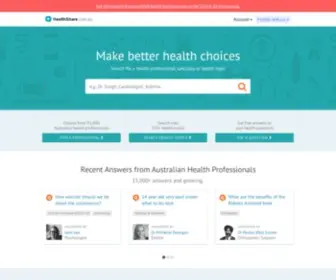 Healthshare.com.au(Empowering Australians to make better health choices) Screenshot
