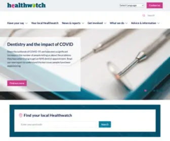 Healthwatch.co.uk(Your spotlight on health and social care services) Screenshot