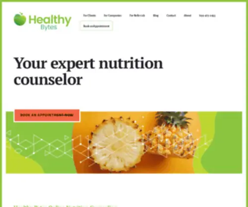 Healthybytes.co(Meet with an online registered dietitian in the comfort of your own home) Screenshot