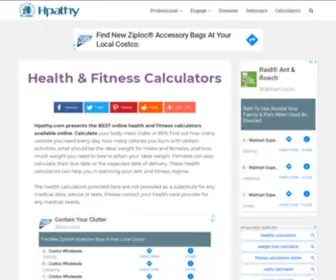 Healthycalculators.com(Health & Fitness Calculators Online) Screenshot