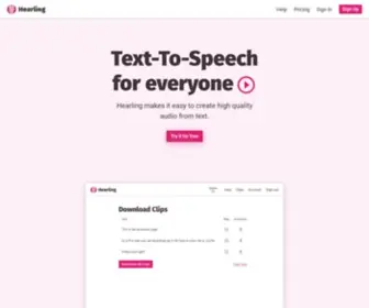 Hearling.com(Text to speech for everyone) Screenshot