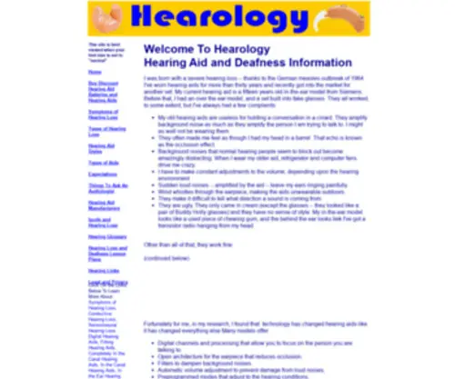 Hearology.com(Hearology Hearing Aid Information) Screenshot