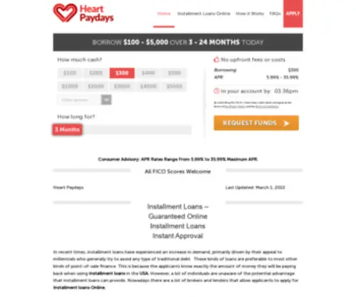Heartpaydays.com(Quick Cash Loans) Screenshot