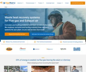 Heatmatrixgroup.com(Waste Heat Recovery Systems for Flue gas and Exhaust air) Screenshot