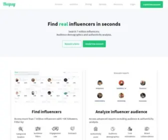 Heepsy.com(Find Influencers Easily and Promote Your Brand) Screenshot