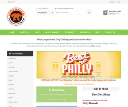 Heftyhounds.com(Large dog clothing & accessories) Screenshot