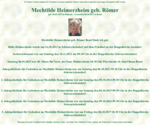 Heimerzheim.net(Heimerzheim Chronik Beuel Ahnen) Screenshot