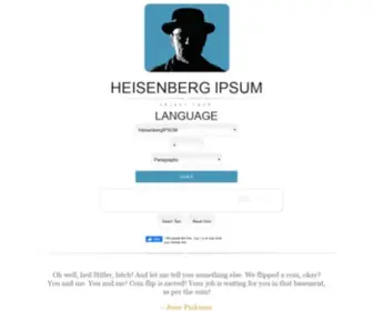 Heisenbergipsum.com(Heisenberg Ipsum) Screenshot