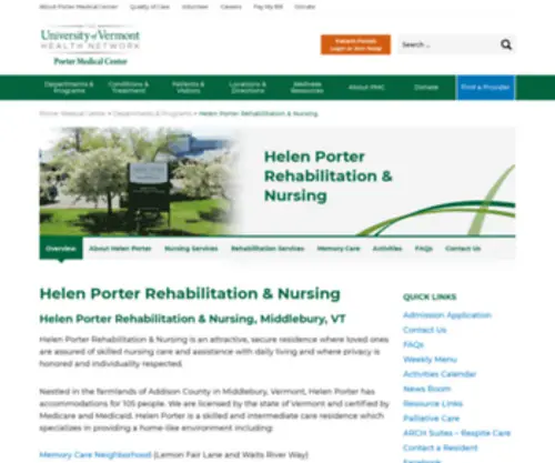 Helenporter.org(Helen Porter Healthcare and Rehabilitation Center for the Middlebury) Screenshot