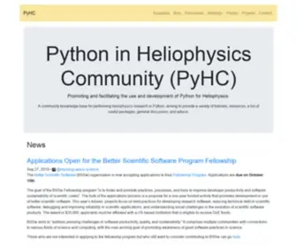 Heliopython.org(Python in Heliophysics Community (PyHC)) Screenshot